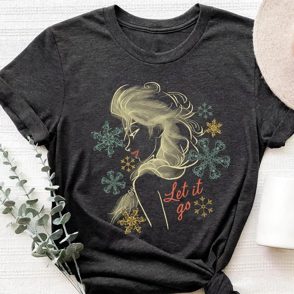 Let It Go Elsa Frozen Floral Vintage Retro Shirt 3 1