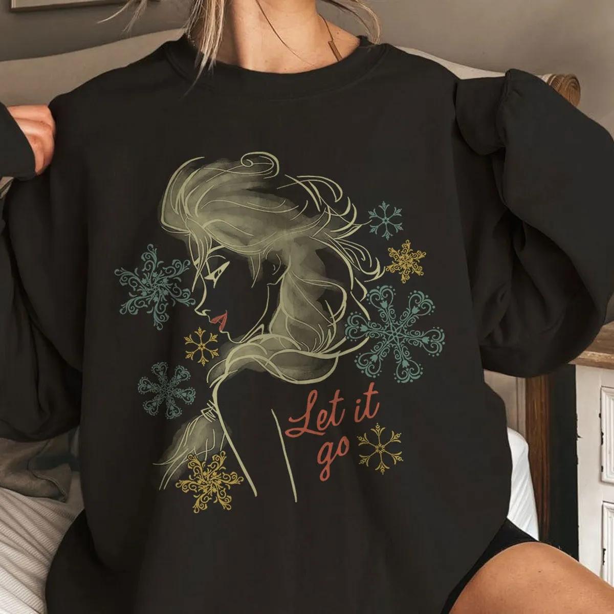 Let It Go Elsa Frozen Floral Vintage Retro Shirt 4 1