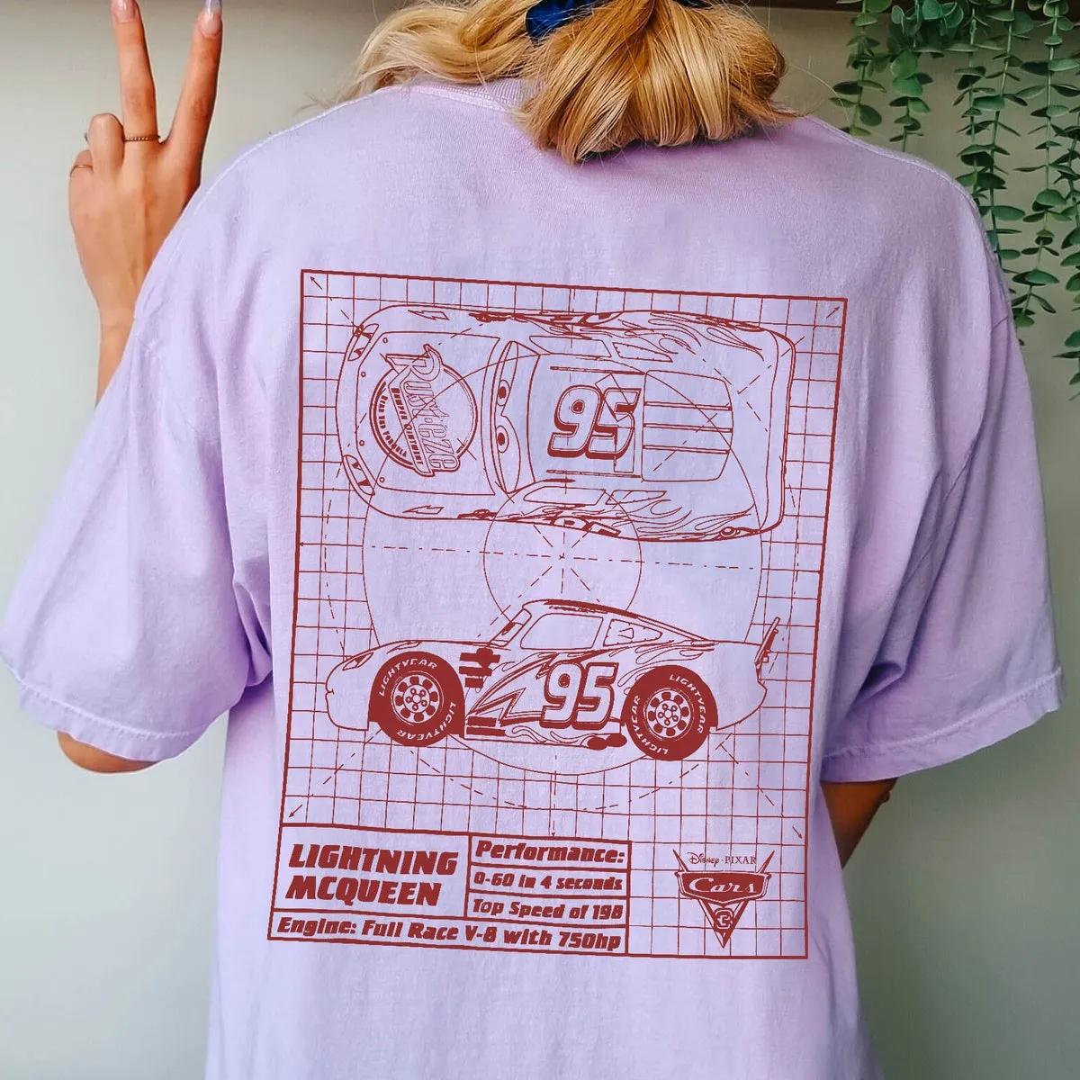 Lightning Mcqueen 2 Sides Shirt Cars Movie Front And Back Tee 5