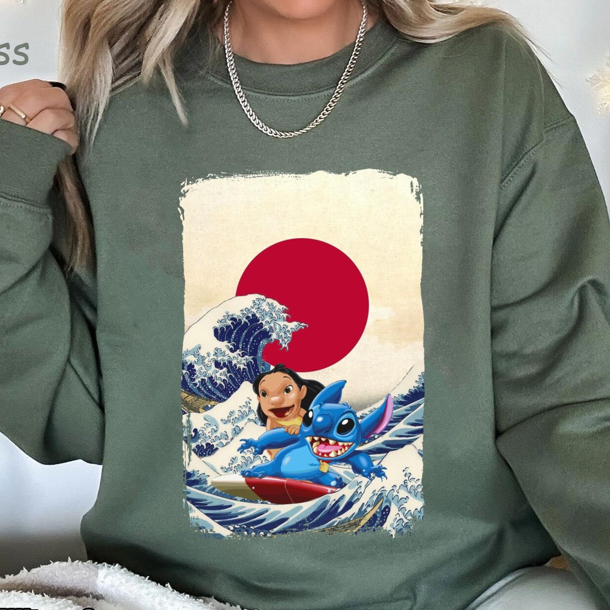 Lilo and Stitch Hokusai Great Wave Off Kanagawa Disney Shirt 3