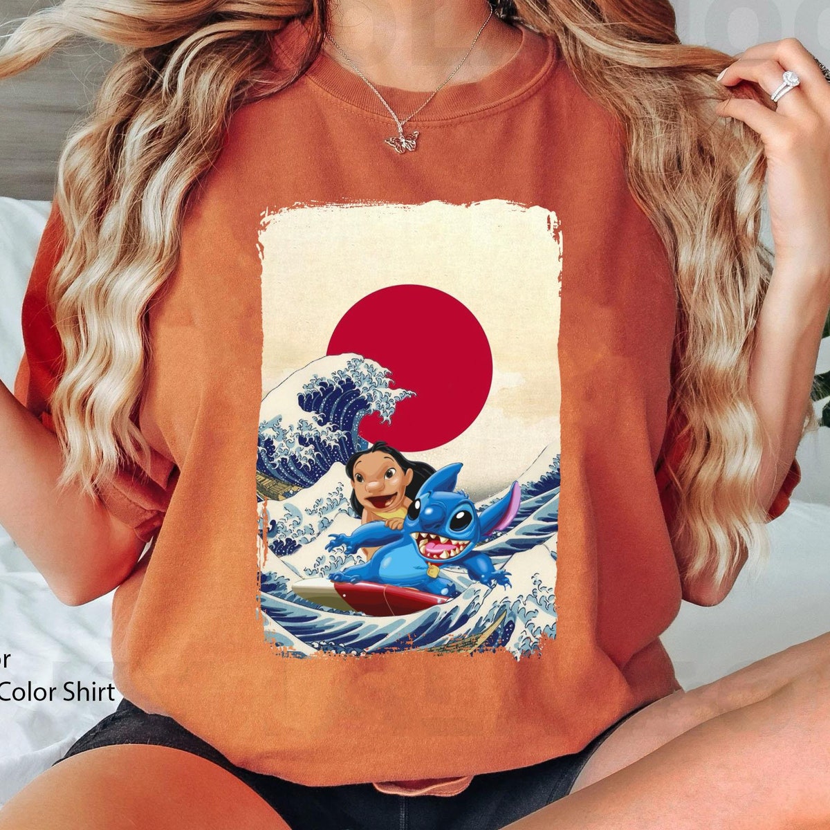 Lilo and Stitch Hokusai Great Wave Off Kanagawa Disney Shirt 6