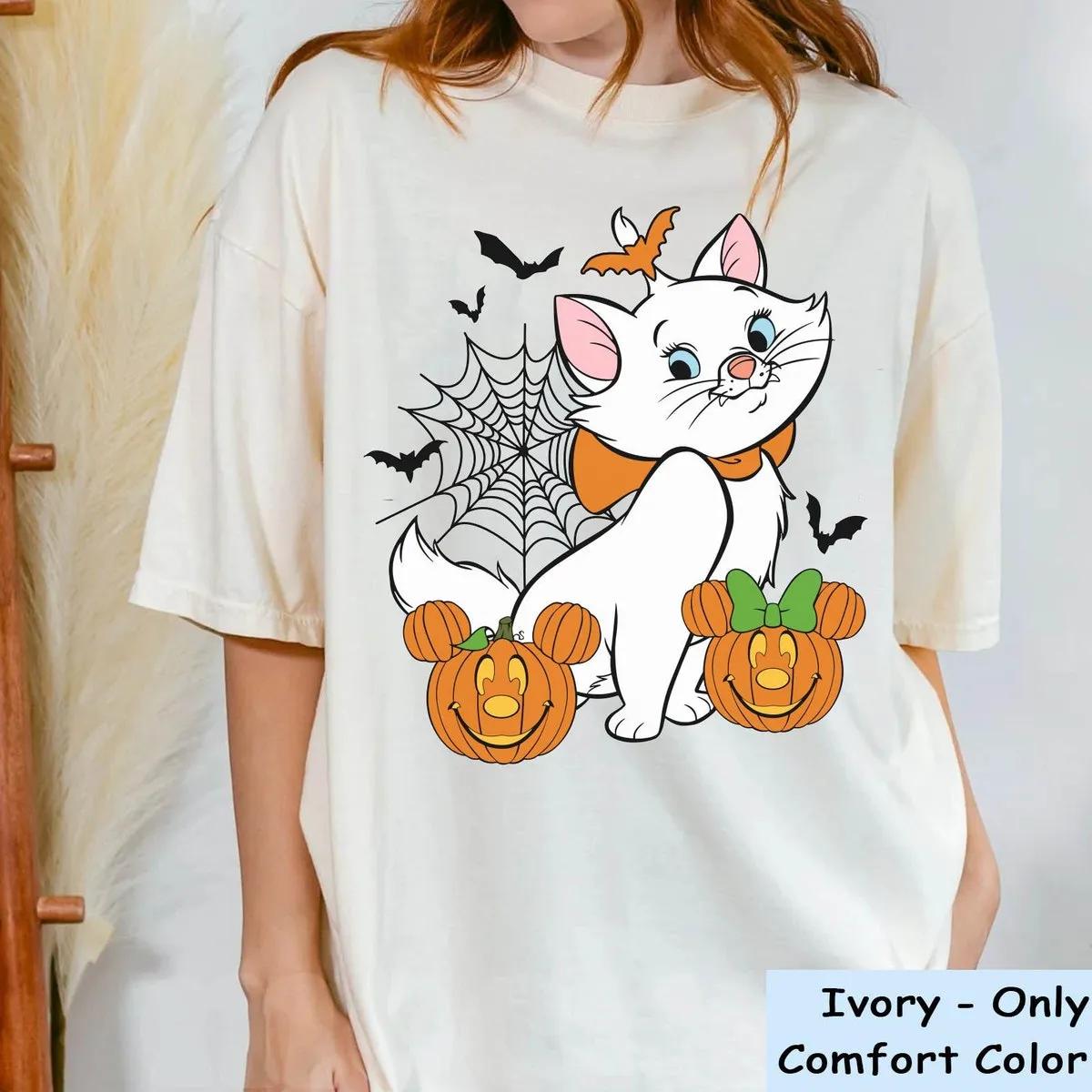 Marie Cat with Mickey Minnie Pumpkin Halloween Shirt 2