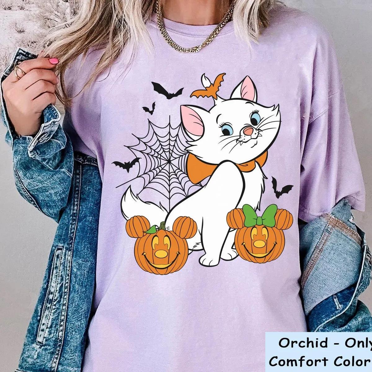 Marie Cat with Mickey Minnie Pumpkin Halloween Shirt 6