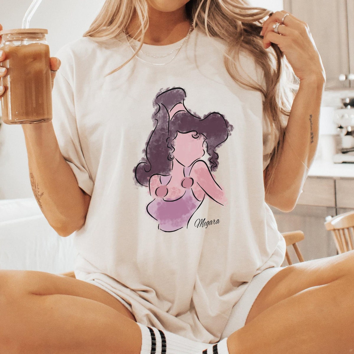 Megara Hercules Portrait Watercolor Disney Diva Shirt 4 1