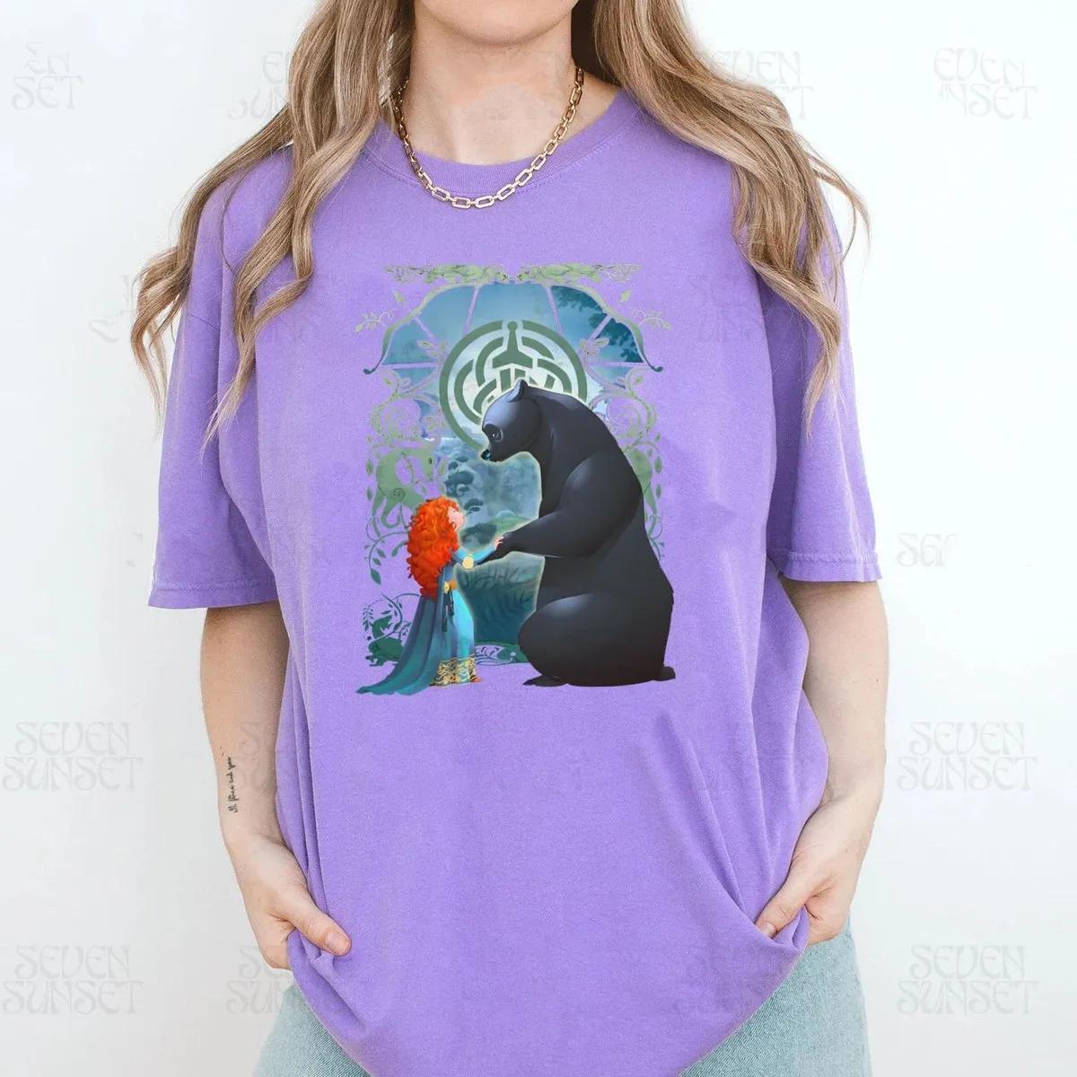 Merida And Bear Profile Portrait Shirt Disney Brave Tee 3