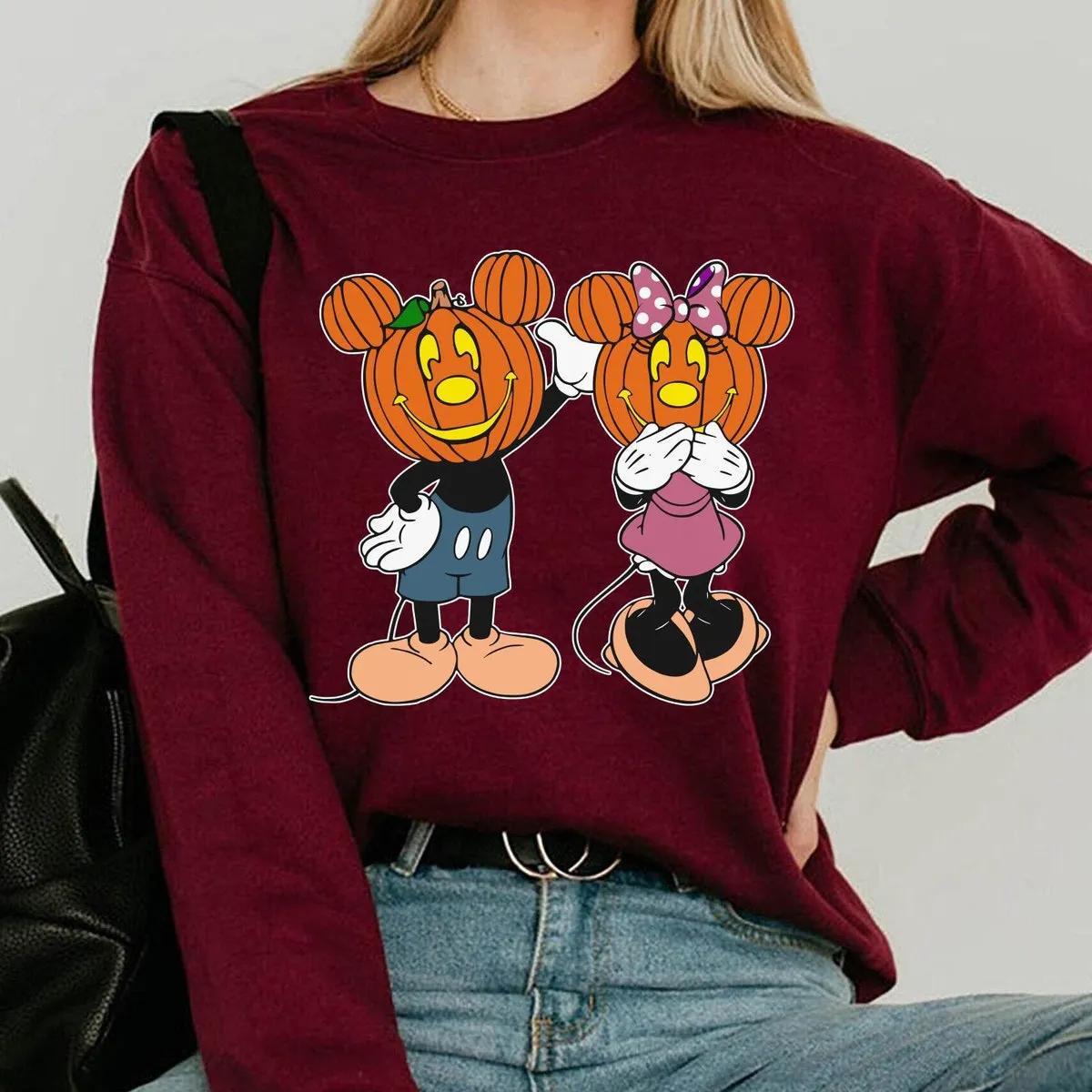 Mickey And Minnie Mouse Pumpkin Head Shirt 5