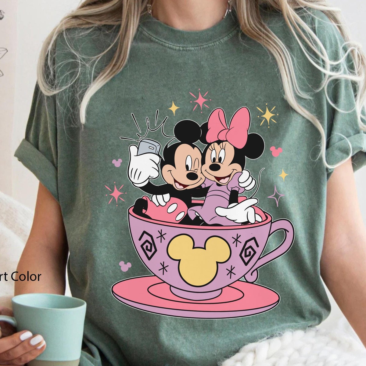 Mickey And Minnie Mouse Tea Cup Party Disney Shirt 6 1