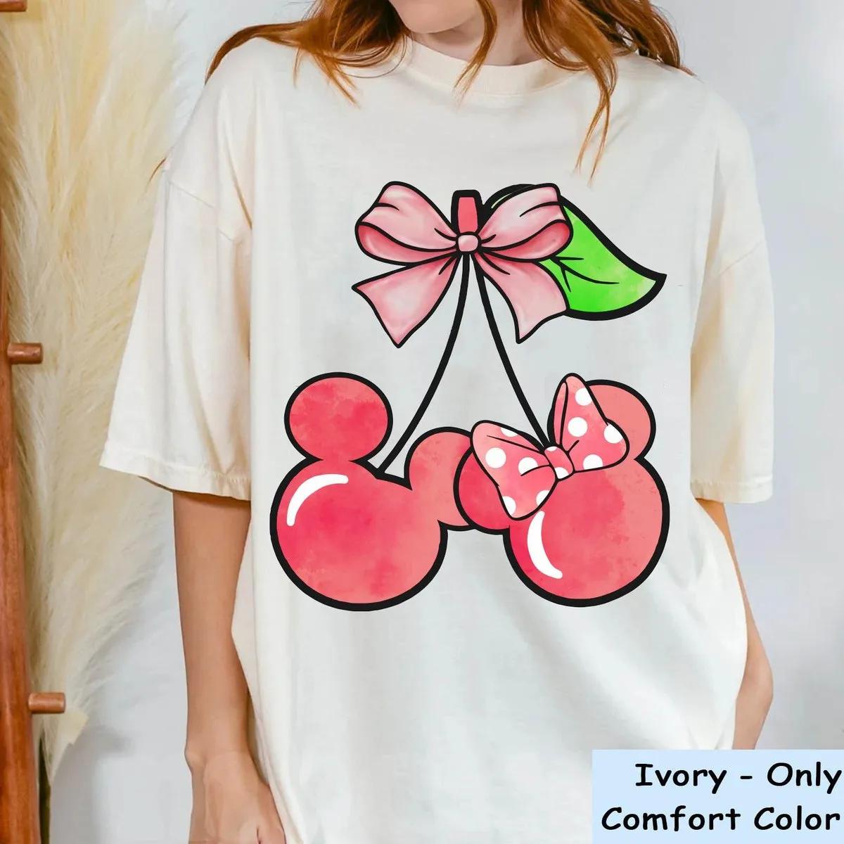 Mickey Minnie Mouse Cherry Coquette Watercolor Shirt 2