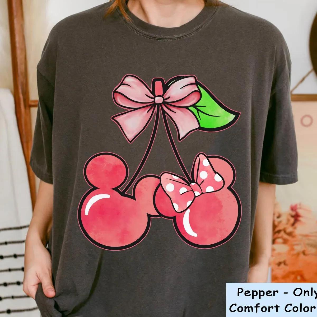 Mickey Minnie Mouse Cherry Coquette Watercolor Shirt 3