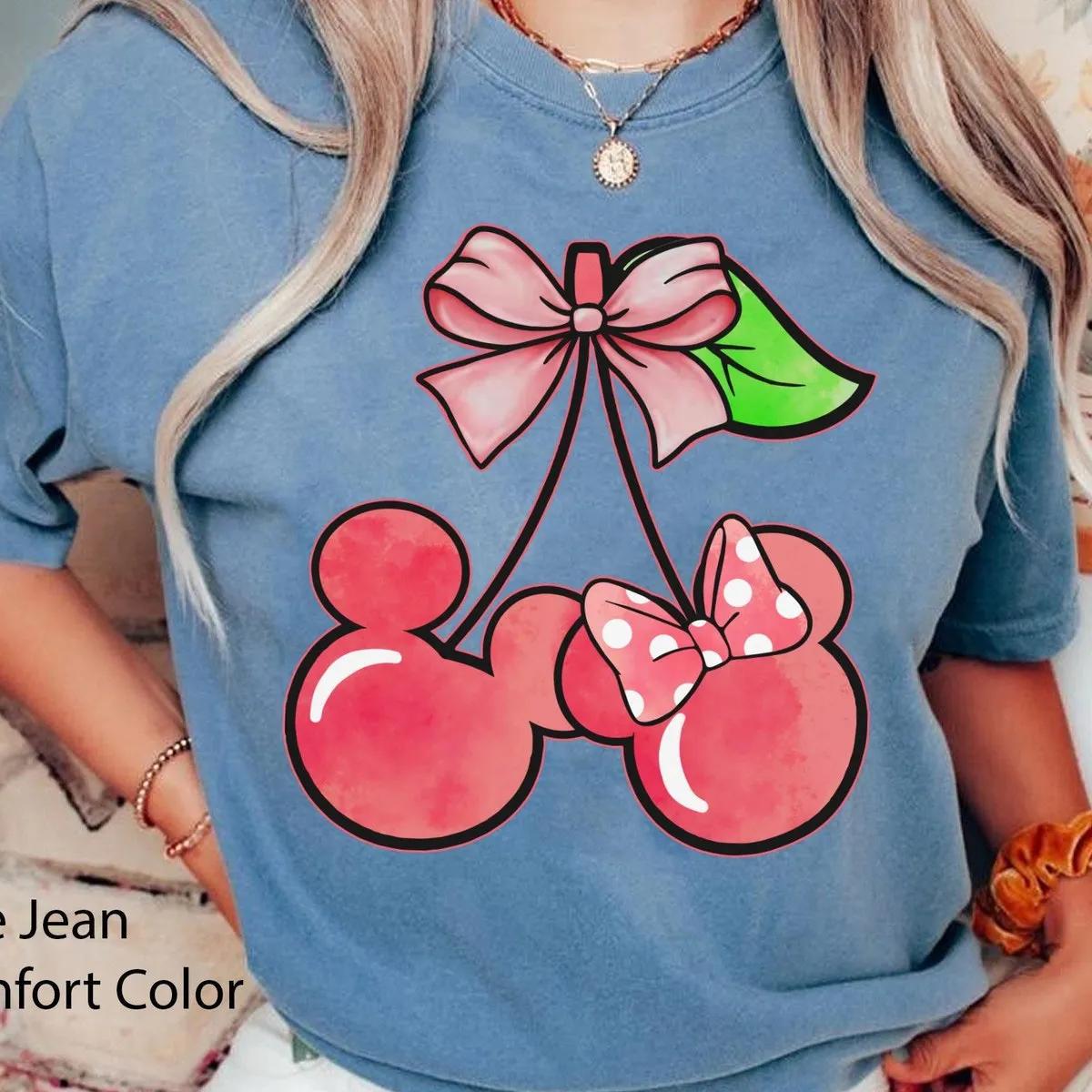 Mickey Minnie Mouse Cherry Coquette Watercolor Shirt 4