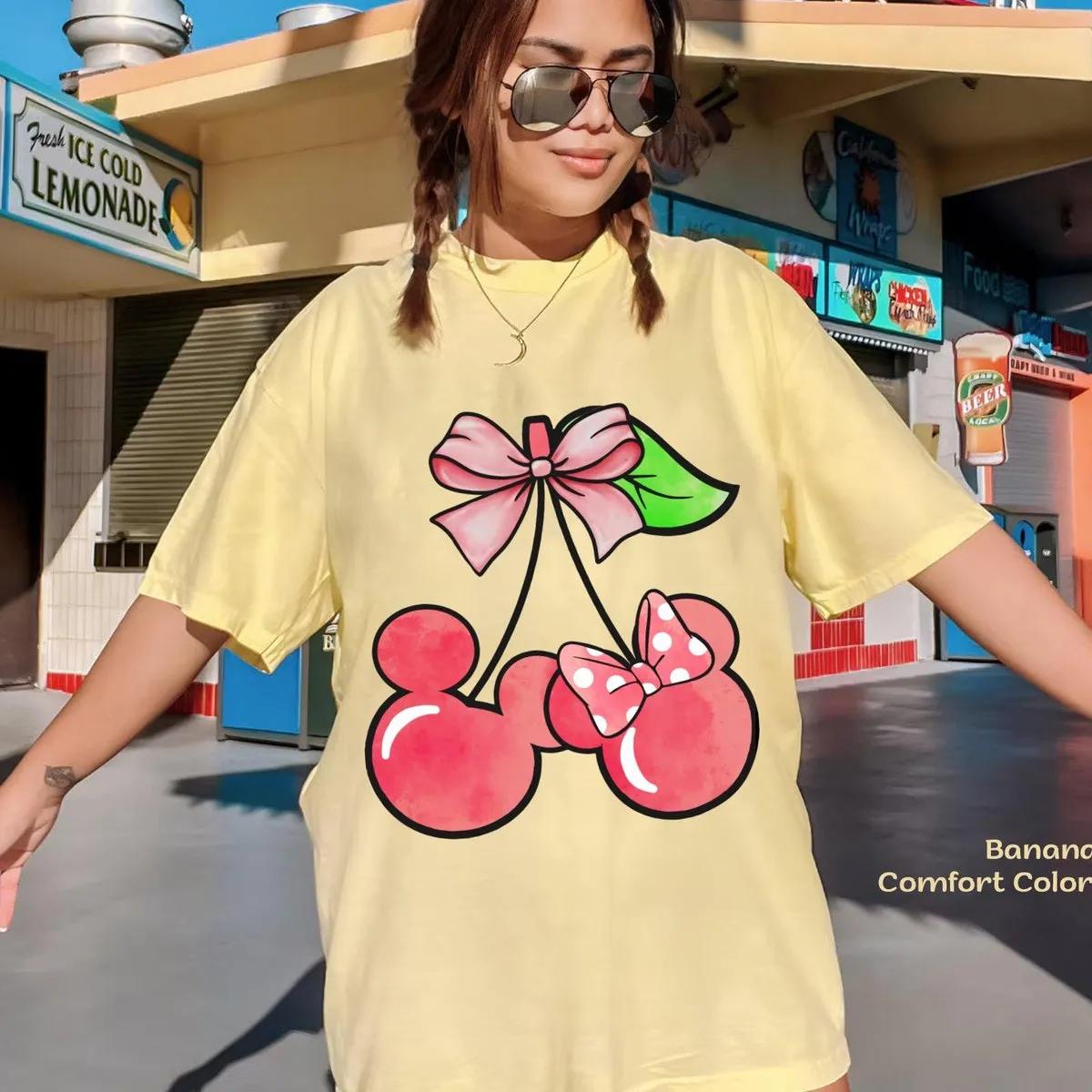 Mickey Minnie Mouse Cherry Coquette Watercolor Shirt 5