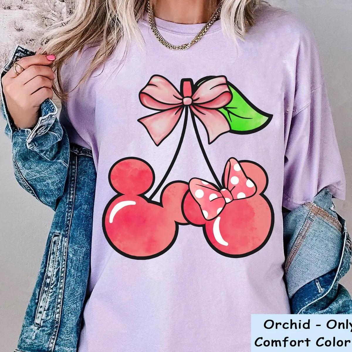 Mickey Minnie Mouse Cherry Coquette Watercolor Shirt 6