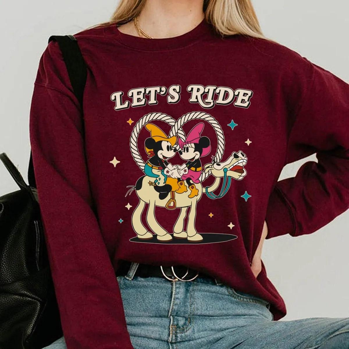 Mickey Minnie Mouse Western Horse Lets Ride Shirt 3