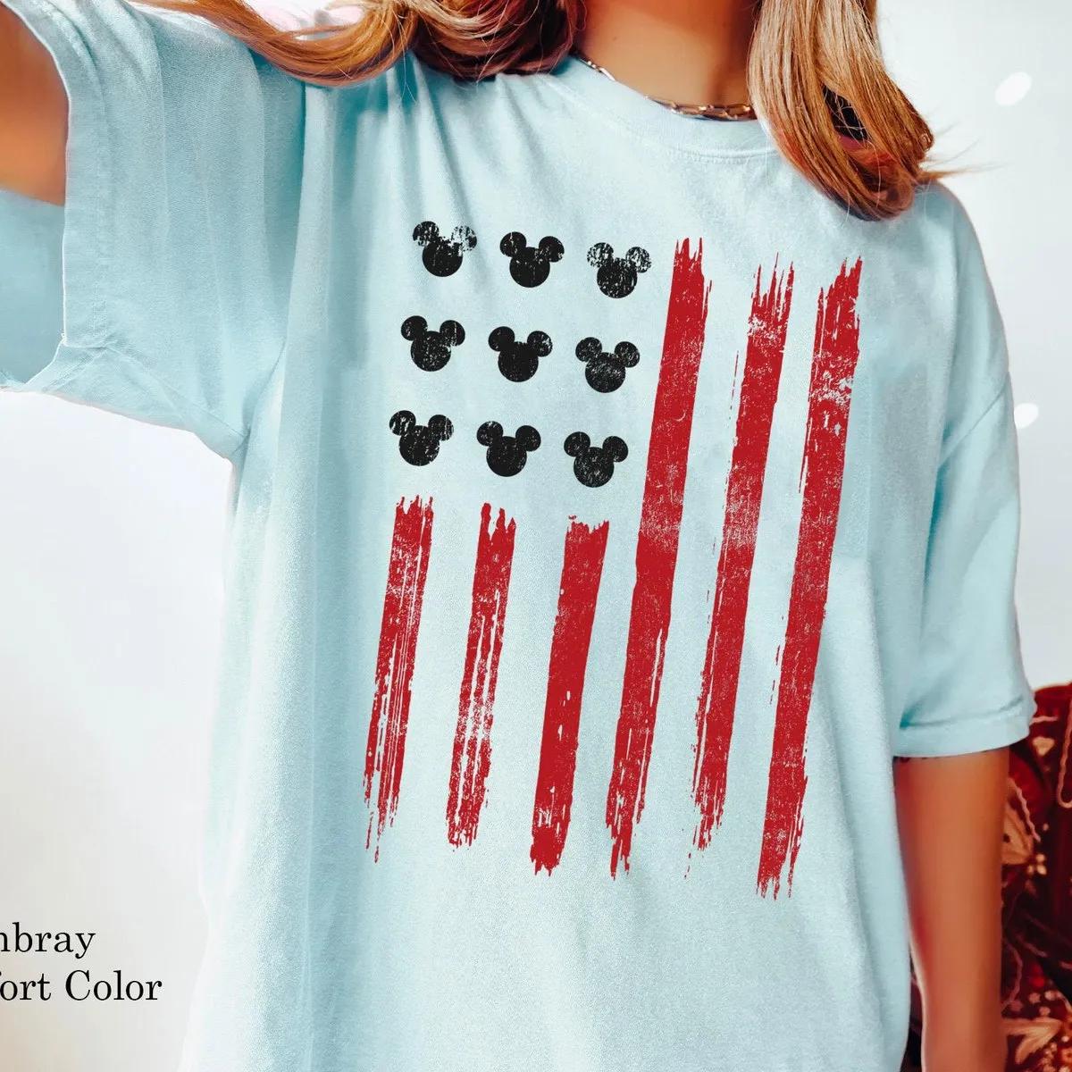 Mickey Mouse Head America Flag Shirt 3