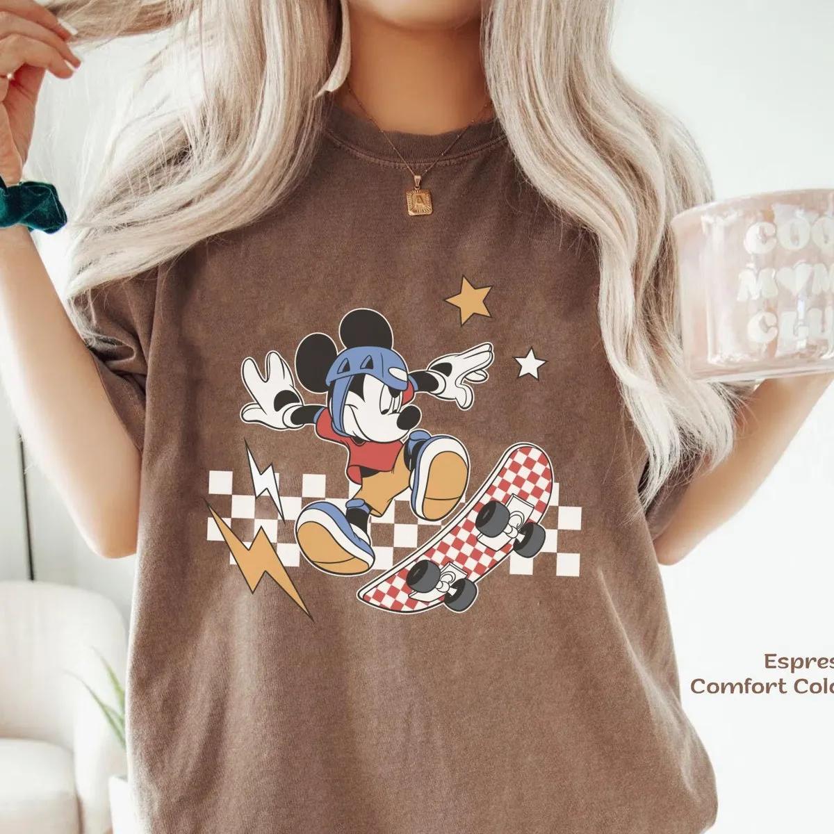 Mickey Mouse Skateboarding Checkered Shirt 2