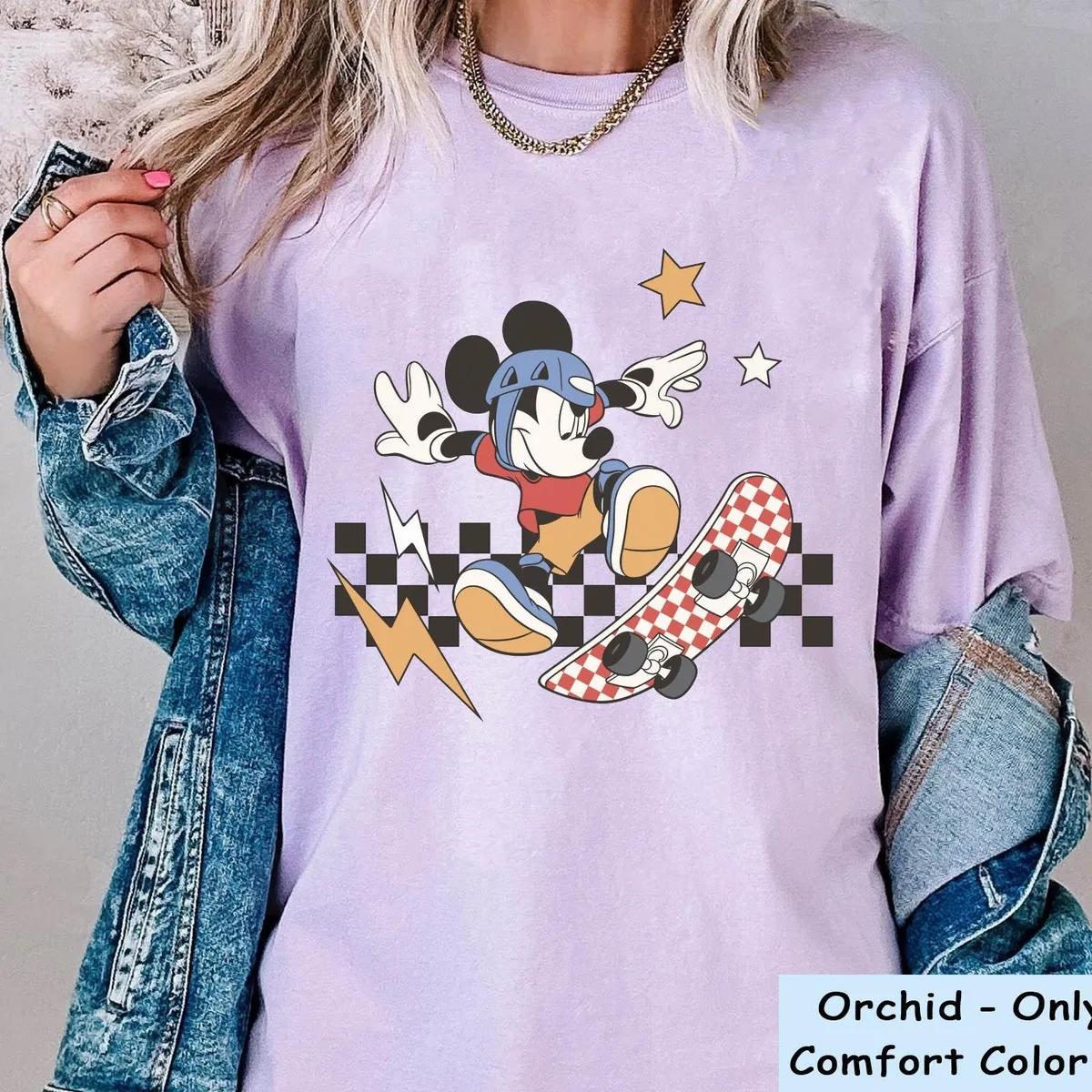 Mickey Mouse Skateboarding Checkered Shirt 5