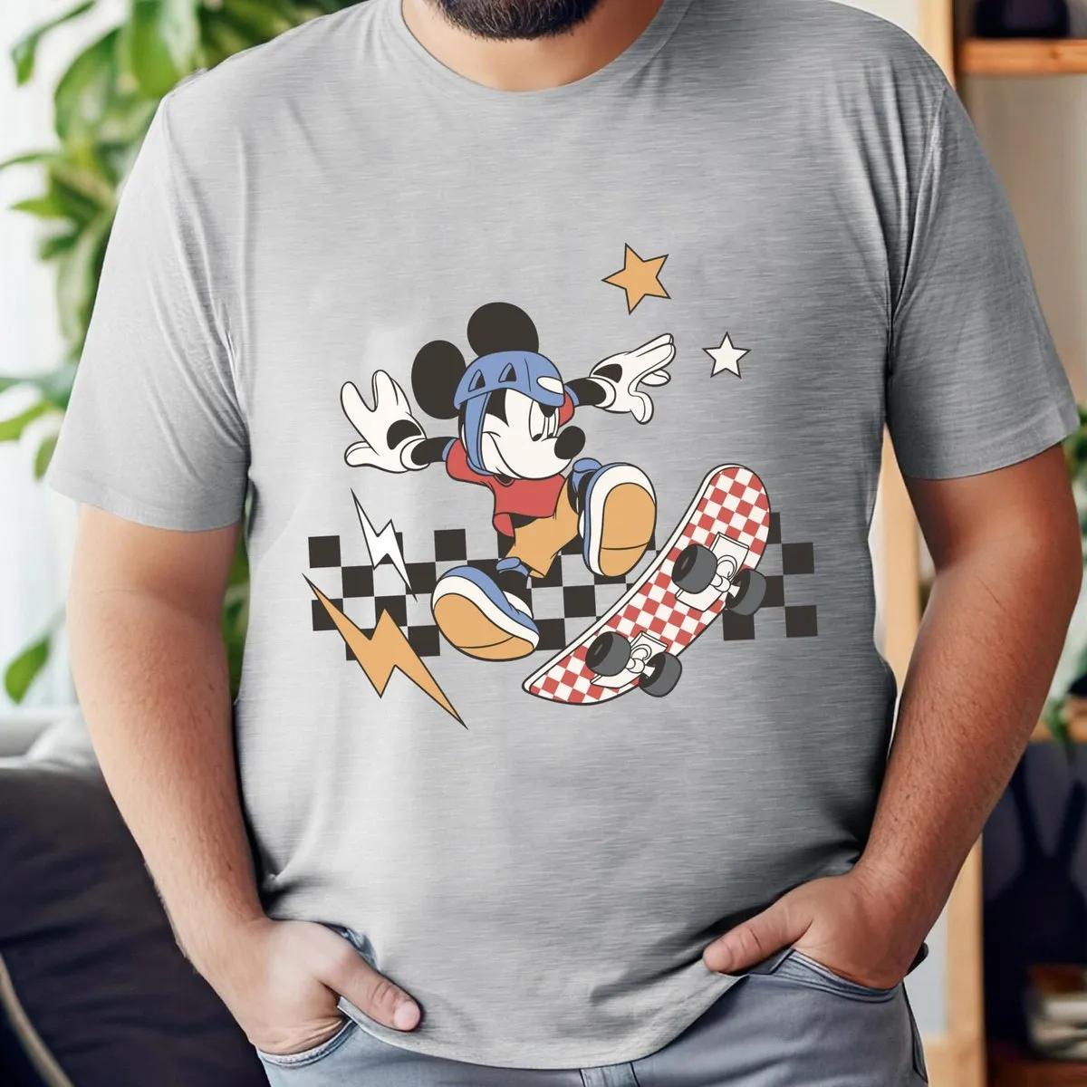 Mickey Mouse Skateboarding Checkered Shirt 6