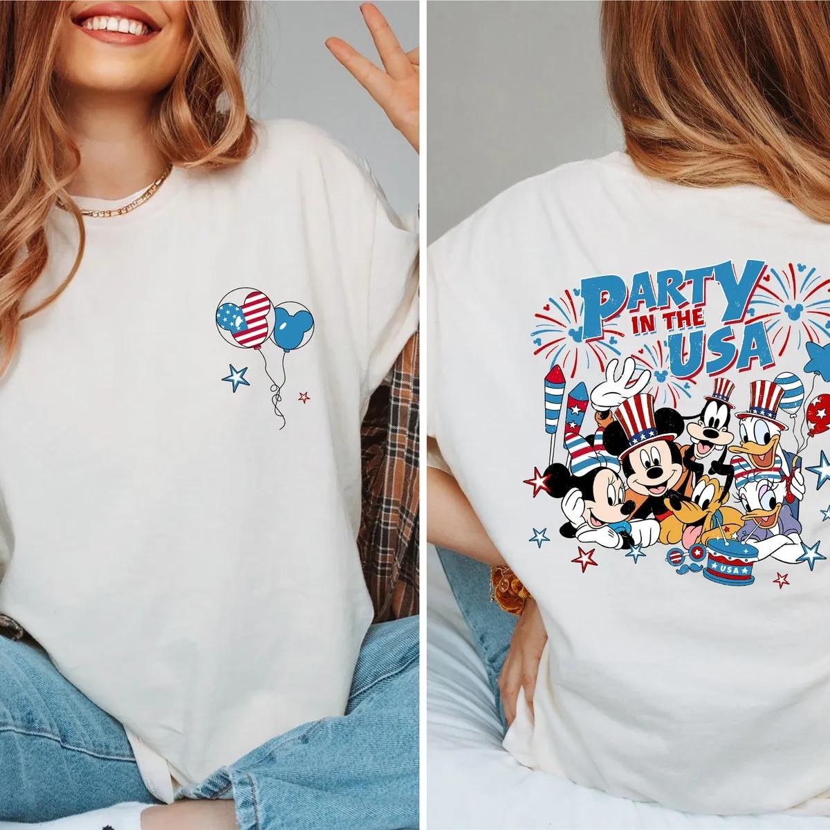 Mickey and Friends Party in the USA American Two Sided Shirt 1