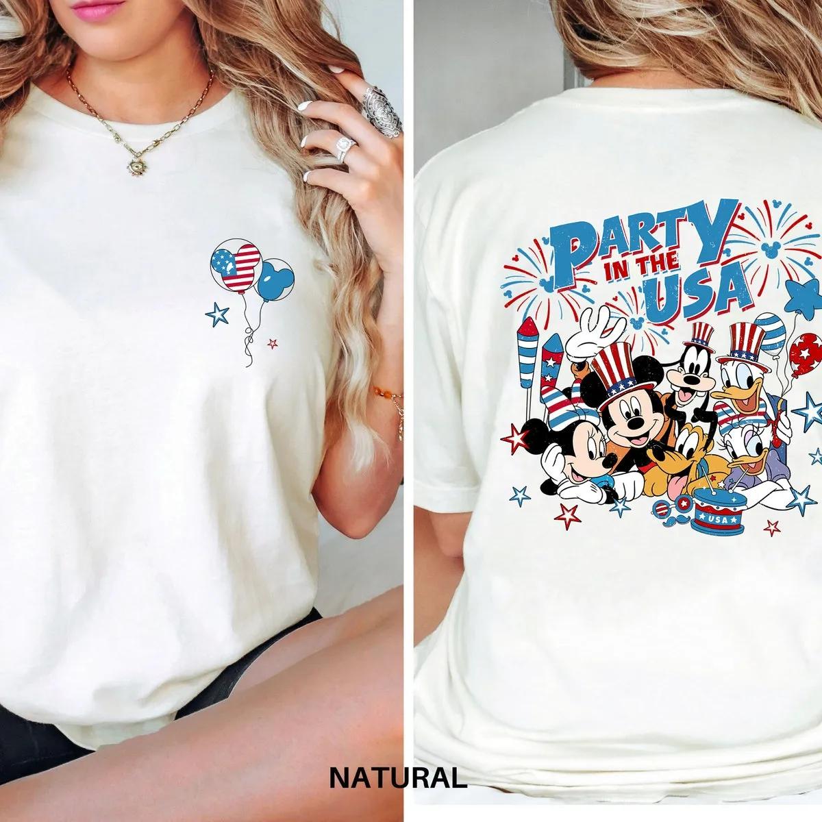 Mickey and Friends Party in the USA American Two Sided Shirt 2