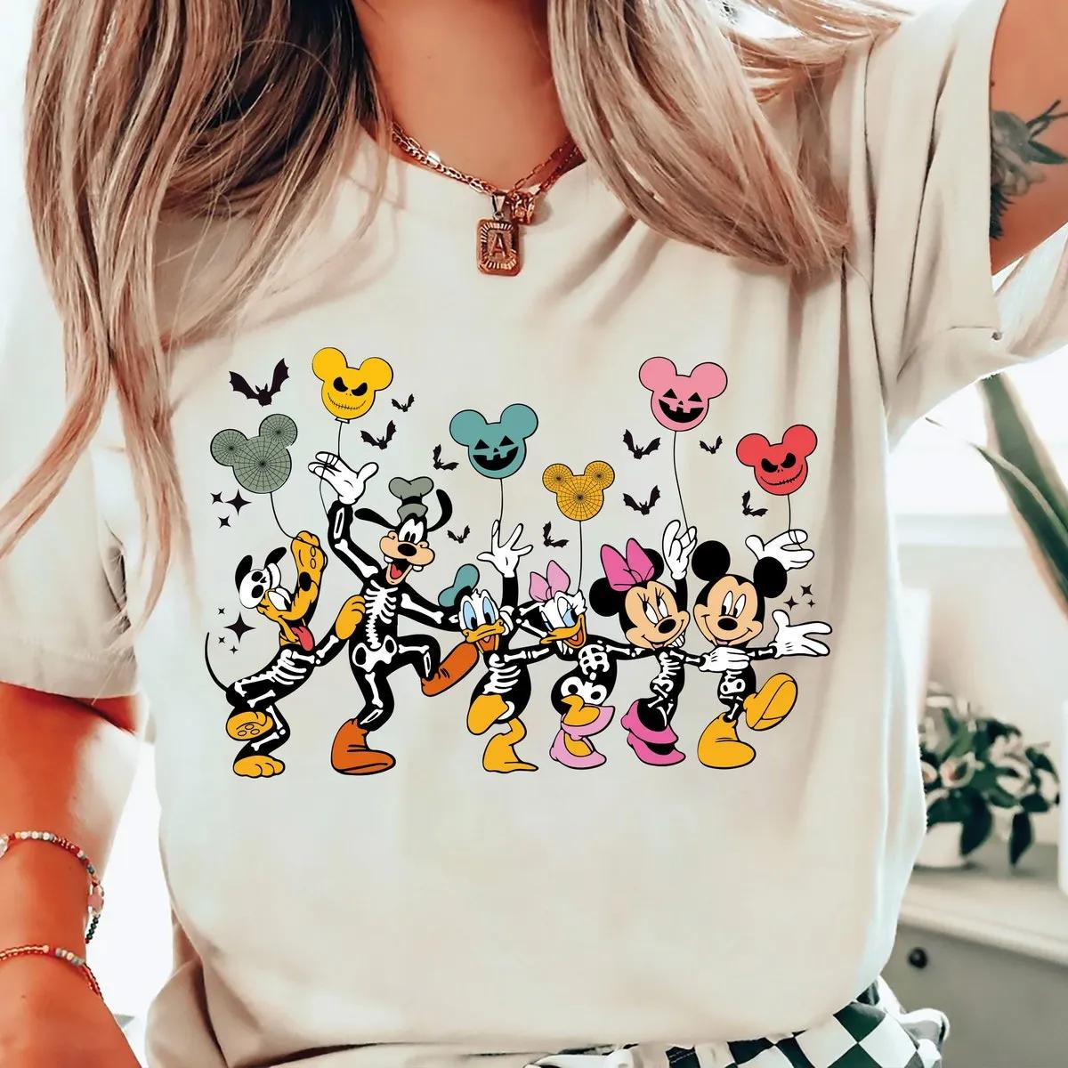 Mickey and Friends Skeleton Halloween Shirt Disney Pumpkin Tee 1 1