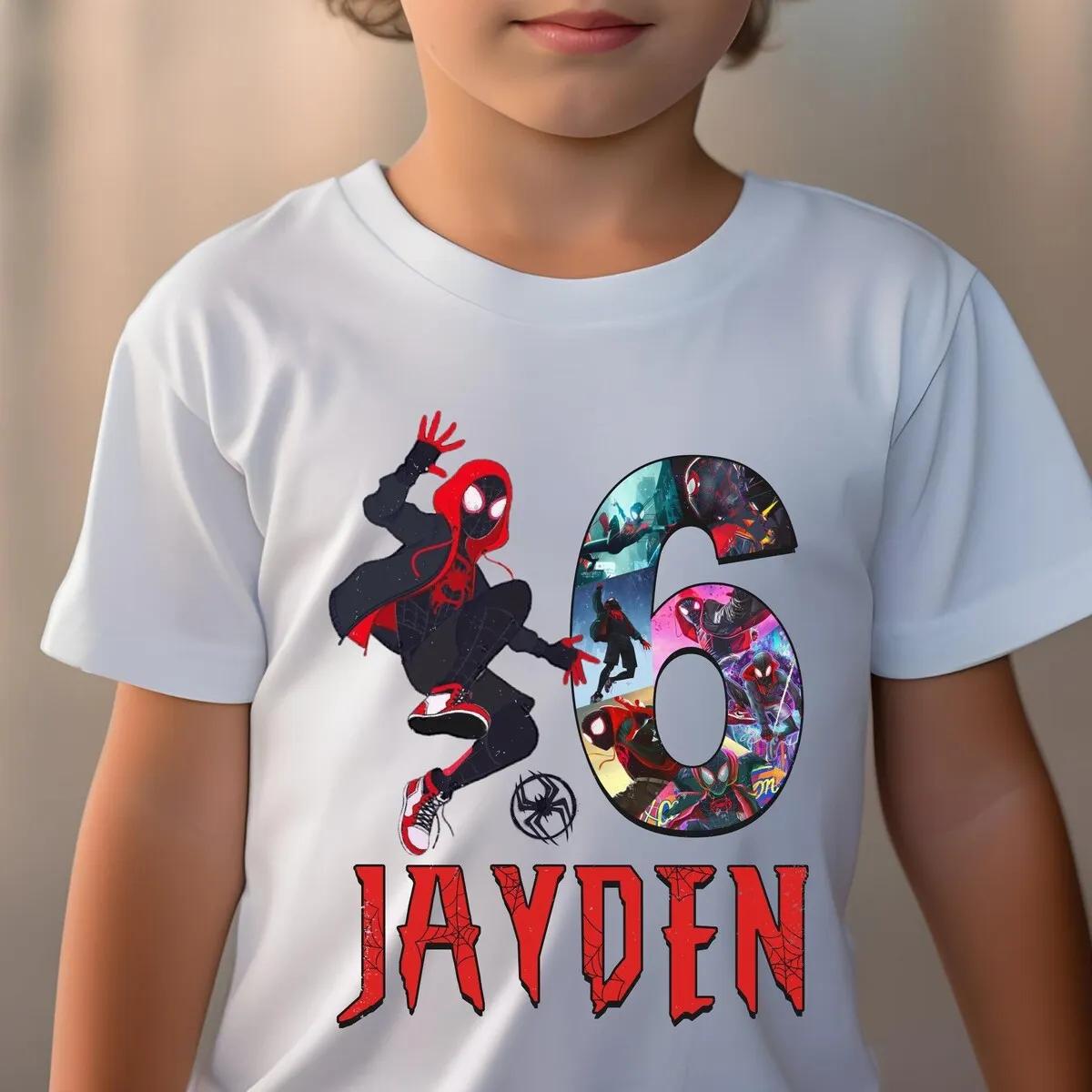 Miles Morales Spiderman Custom Birthday and Name Shirt 1