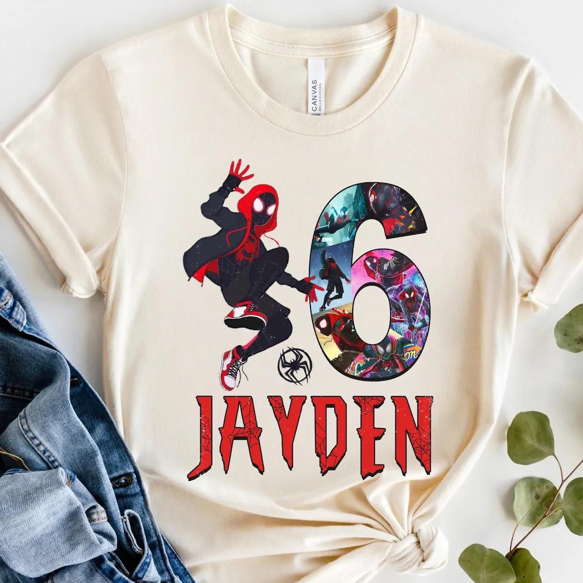 Miles Morales Spiderman Custom Birthday and Name Shirt 2