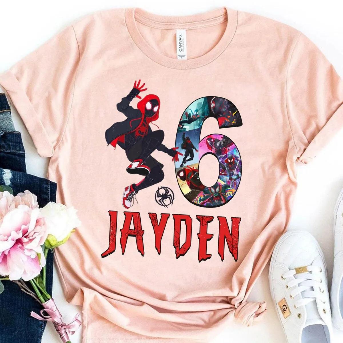 Miles Morales Spiderman Custom Birthday and Name Shirt 3