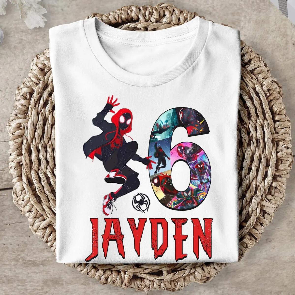 Miles Morales Spiderman Custom Birthday and Name Shirt 4