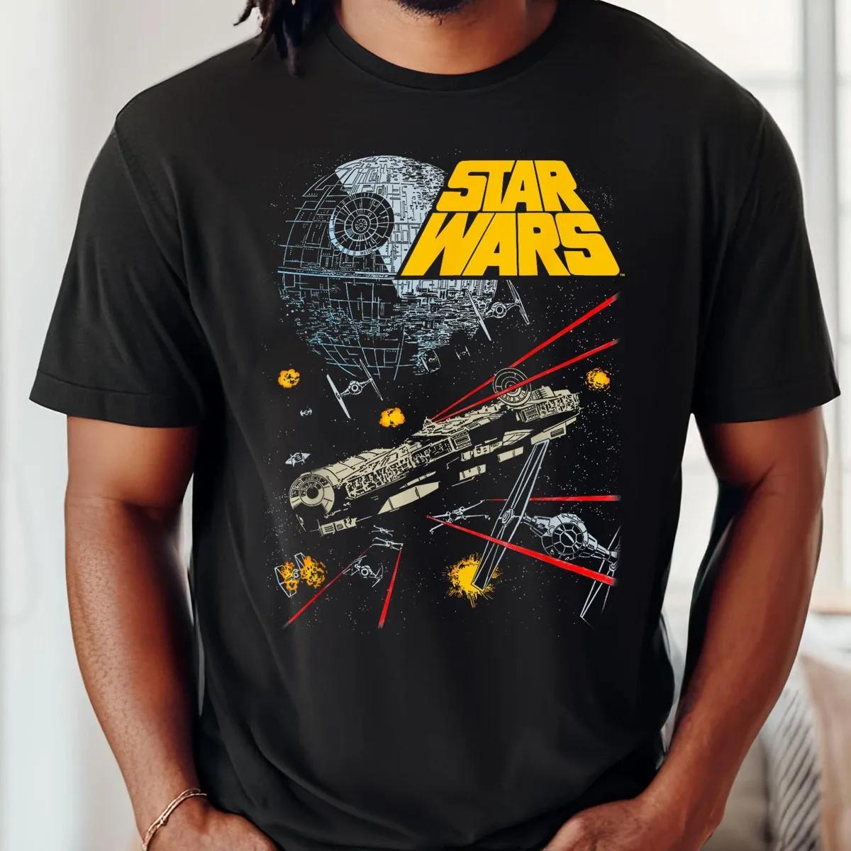 Millennium Falcon Tie Fighters Battle Star Wars Shirt 1