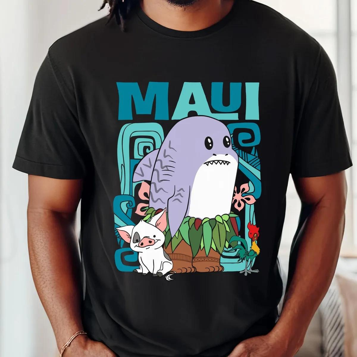 Moana Maui Half Shark Hei Hei Pua Pig Disney Shirt 1 1