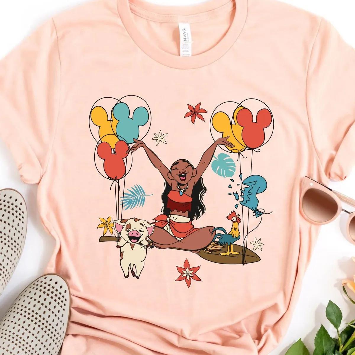 Moana Pua And Hei Hei With Mickey Balloon Shirt 3