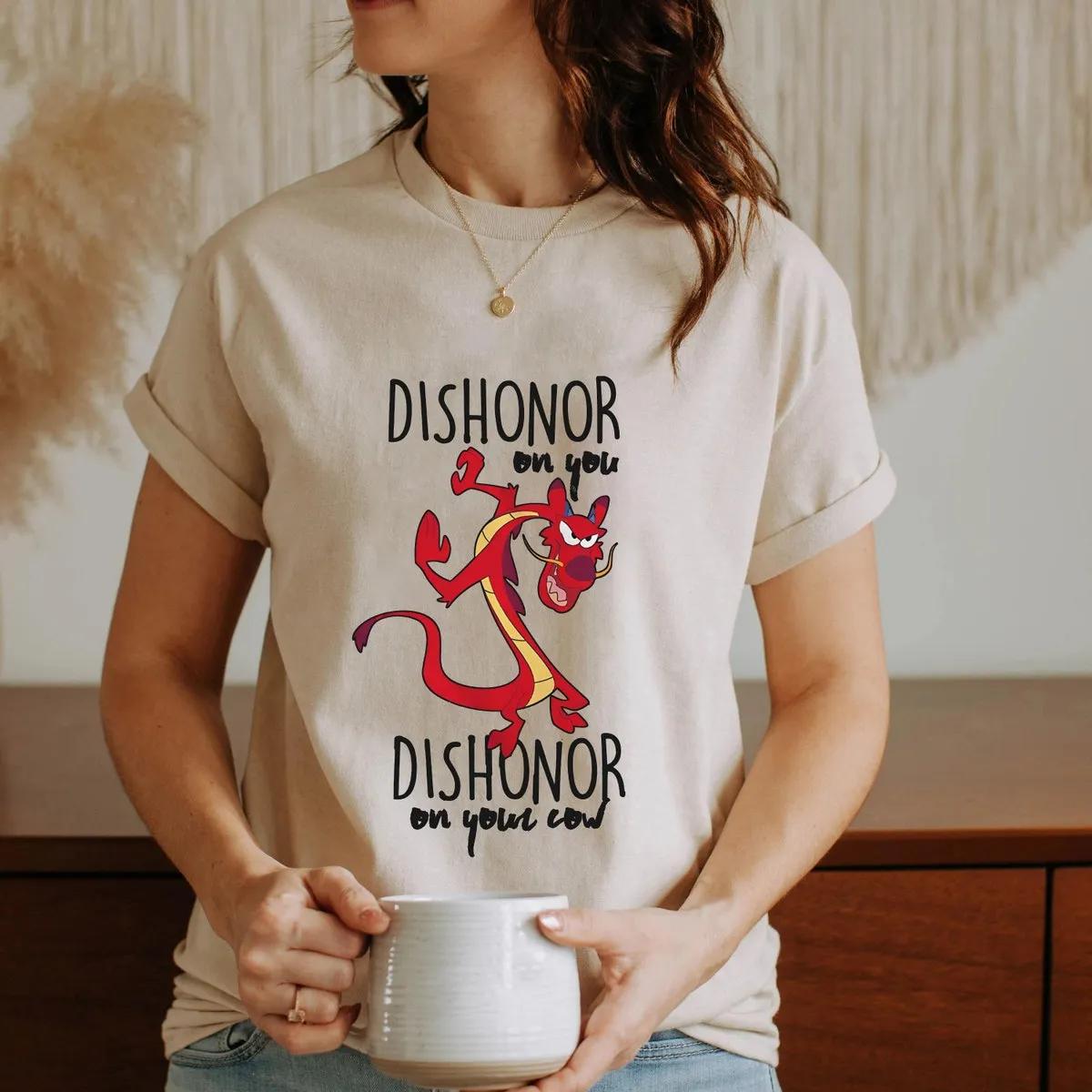 Mulan Mushu Dishonor On Your Cow Disneyland Graphic Adult Shirt 1