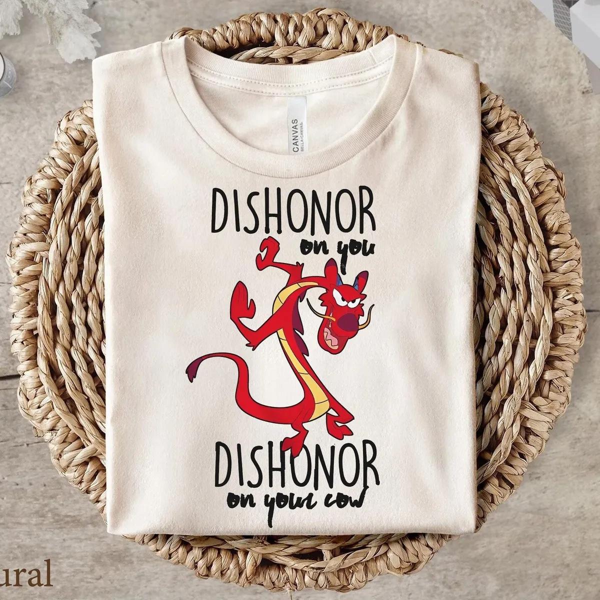 Mulan Mushu Dishonor On Your Cow Disneyland Graphic Adult Shirt 5