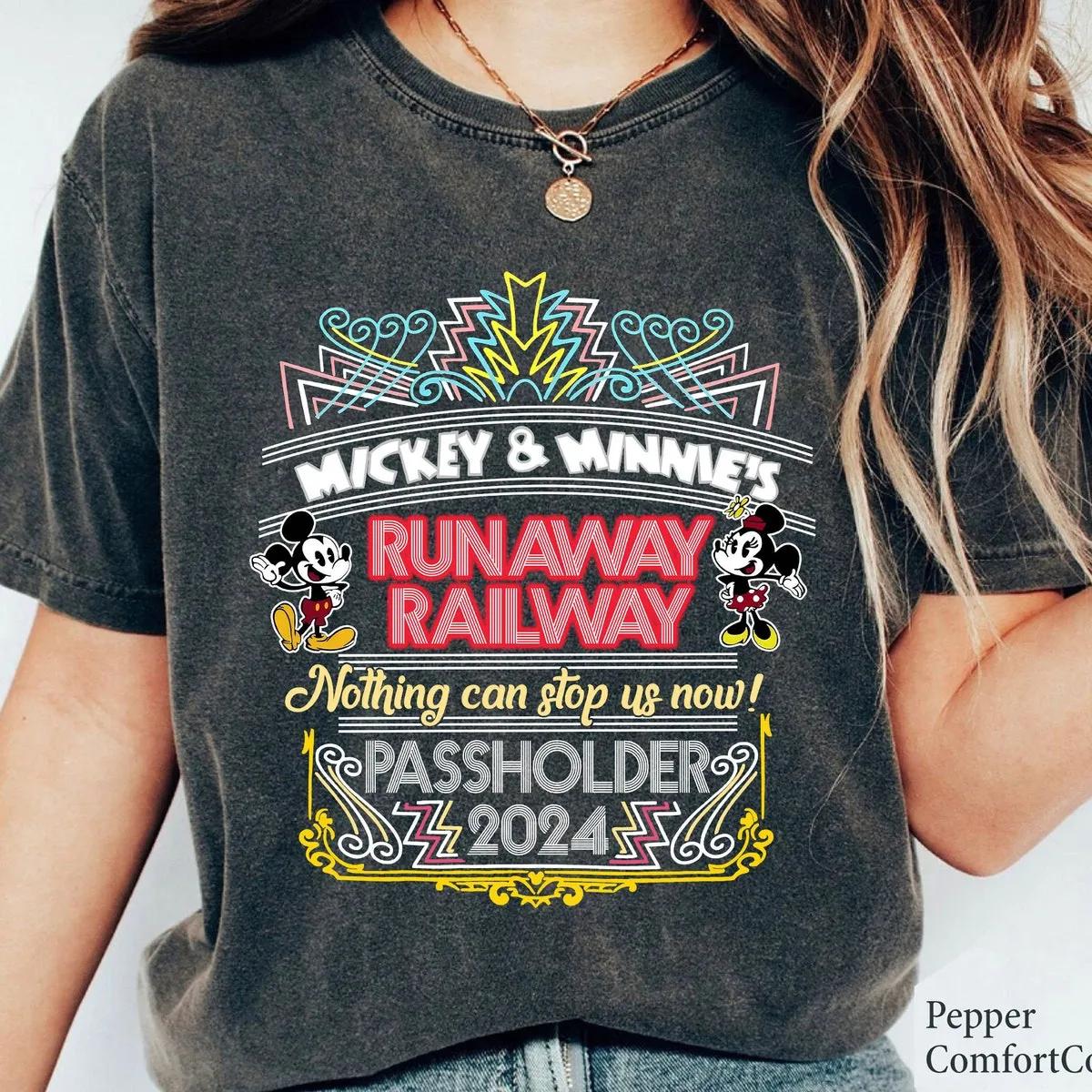 Nothing Cant Stop Us Now Passholder 2024 Mickey and Minnie Runaway Railway Shirt 2