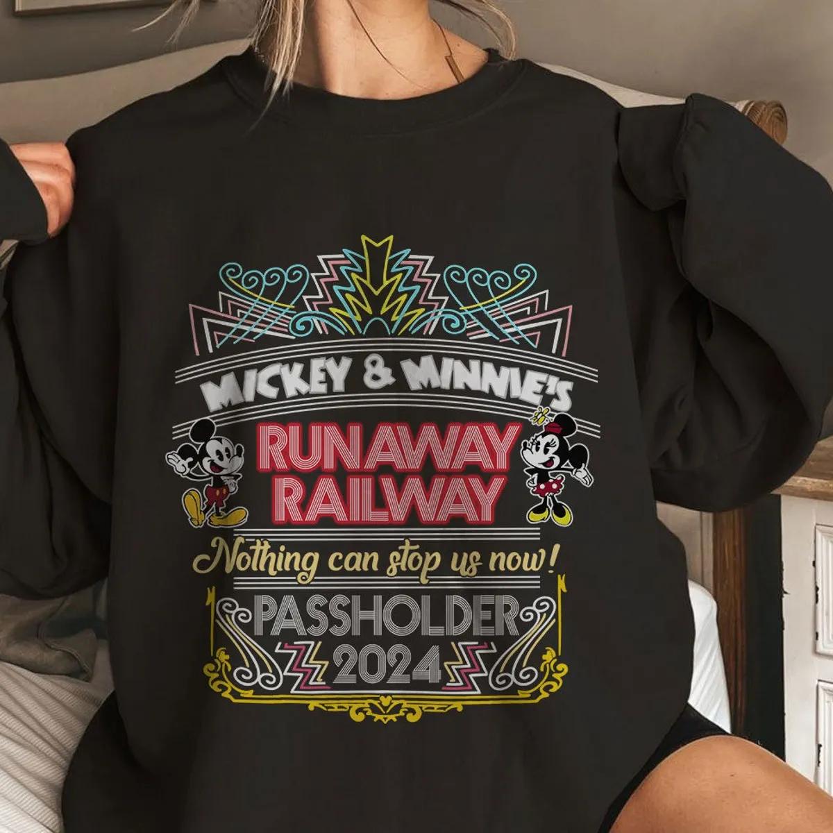 Nothing Cant Stop Us Now Passholder 2024 Mickey and Minnie Runaway Railway Shirt 4