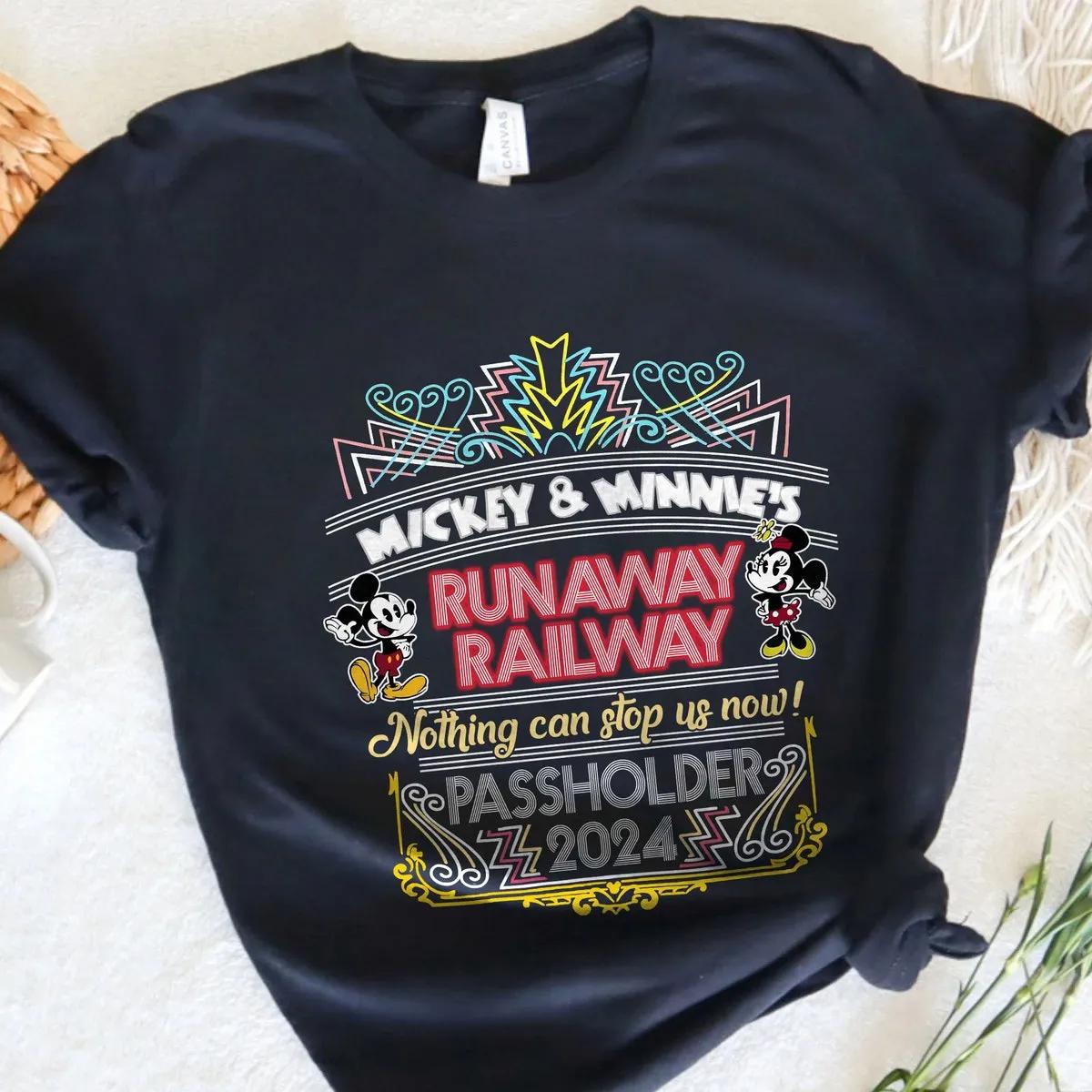 Nothing Cant Stop Us Now Passholder 2024 Mickey and Minnie Runaway Railway Shirt 5