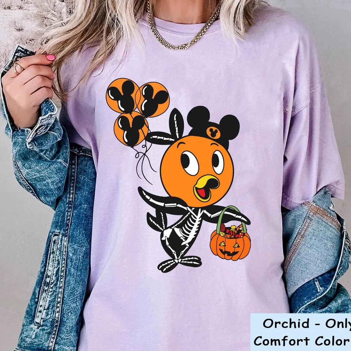 Orange Bird Skeleton Costume with Halloween Balloon Pumpkin Shirt 3 1