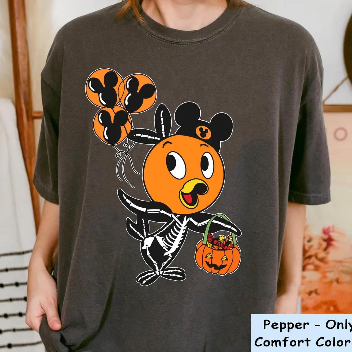 Orange Bird Skeleton Costume with Halloween Balloon Pumpkin Shirt 4 1