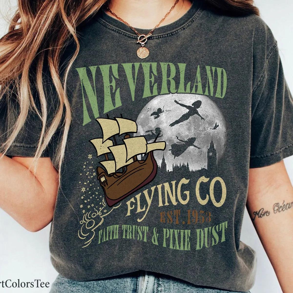 Peter Pan Neverland Flying Faith Trust Pixie Dust Est 1953 Disney Shirt 6 1