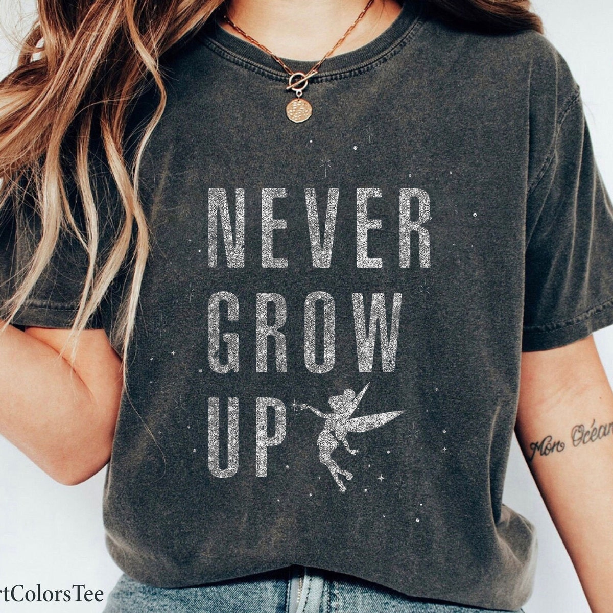 Peter Pan Tinker Bell Never Grow Up Sparkle Shirt 1