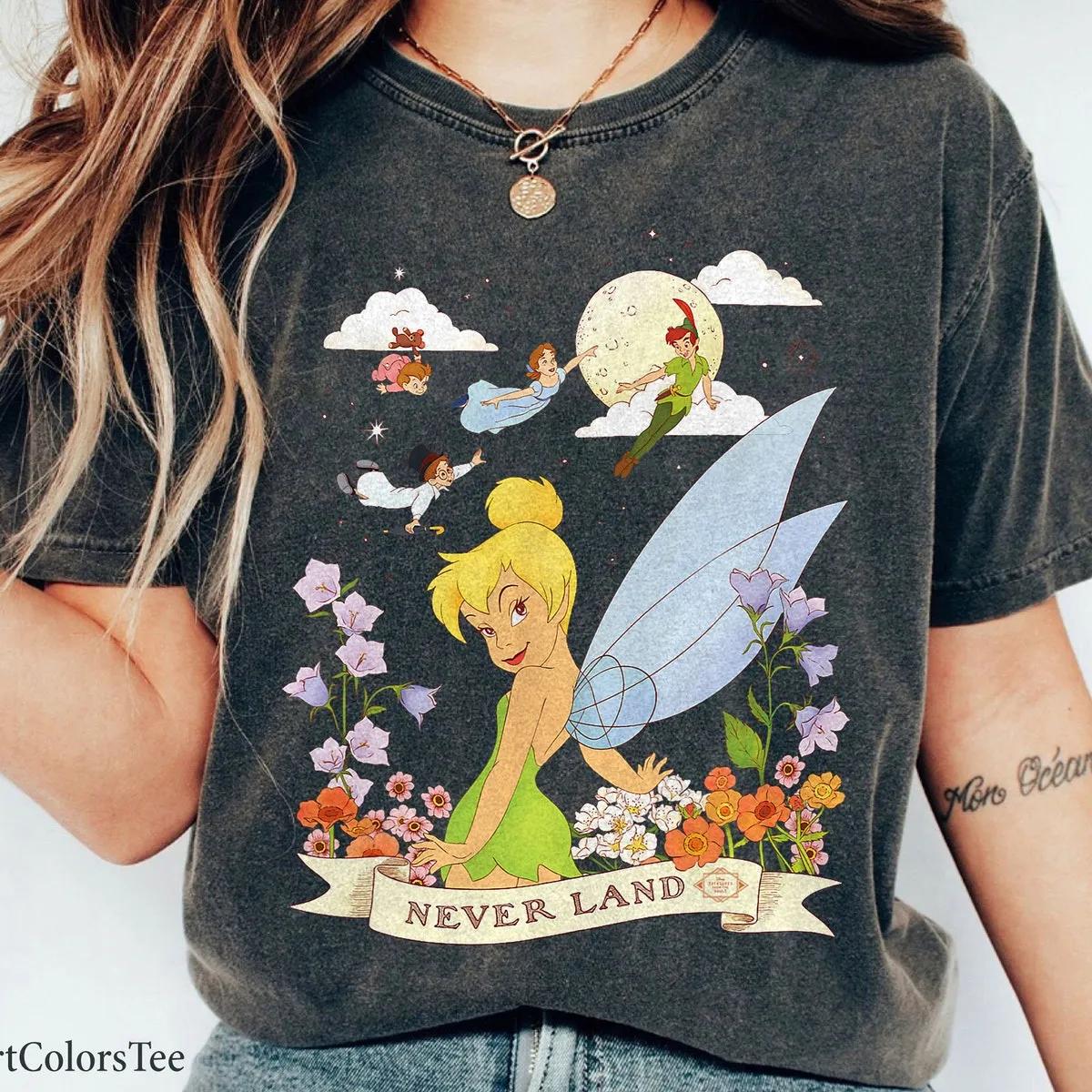 Peter Pan Tinker Bell Never Land Flowers and Flight Shirt 1