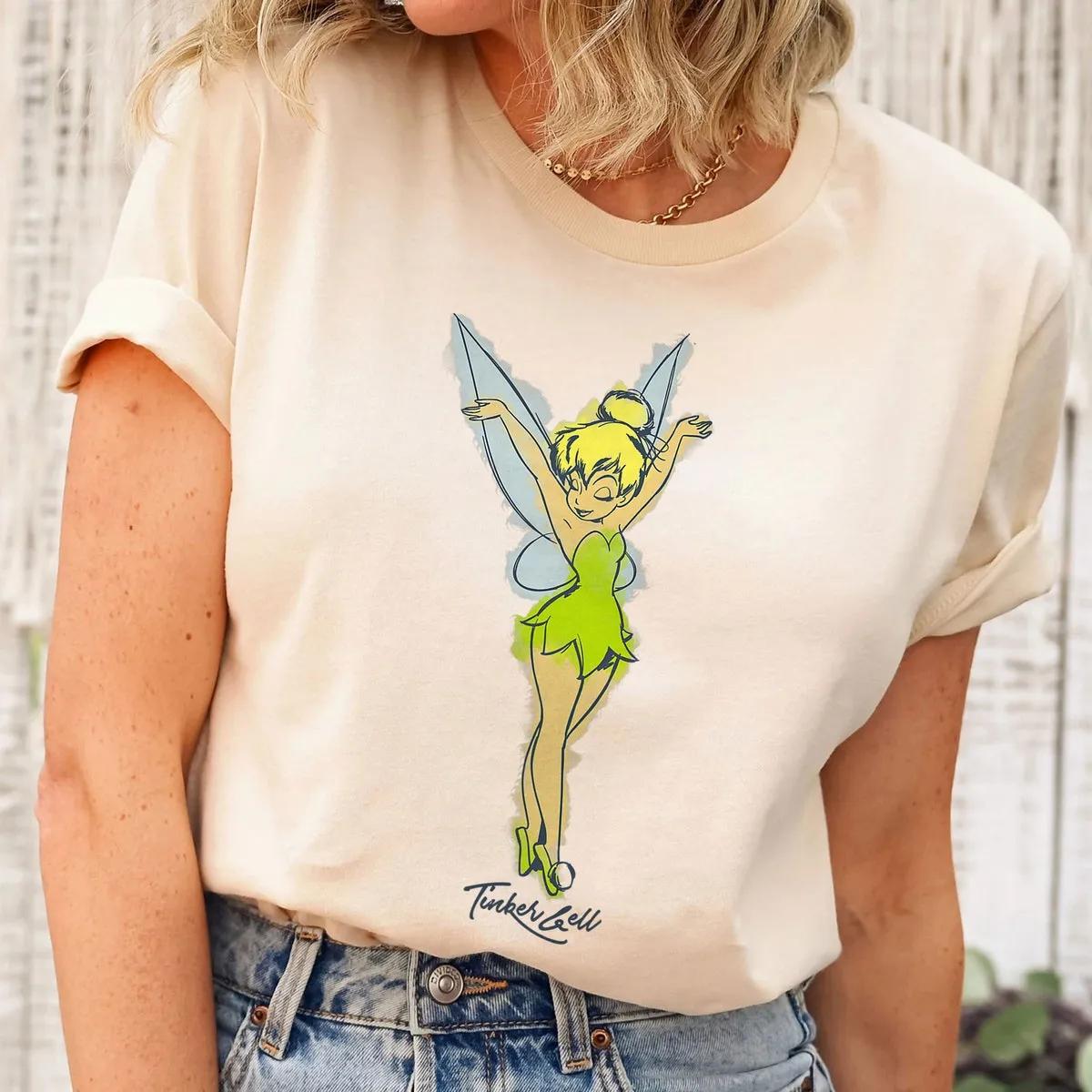 Peter Pan Tinker Bell Watercolor Sketch Shirt 5