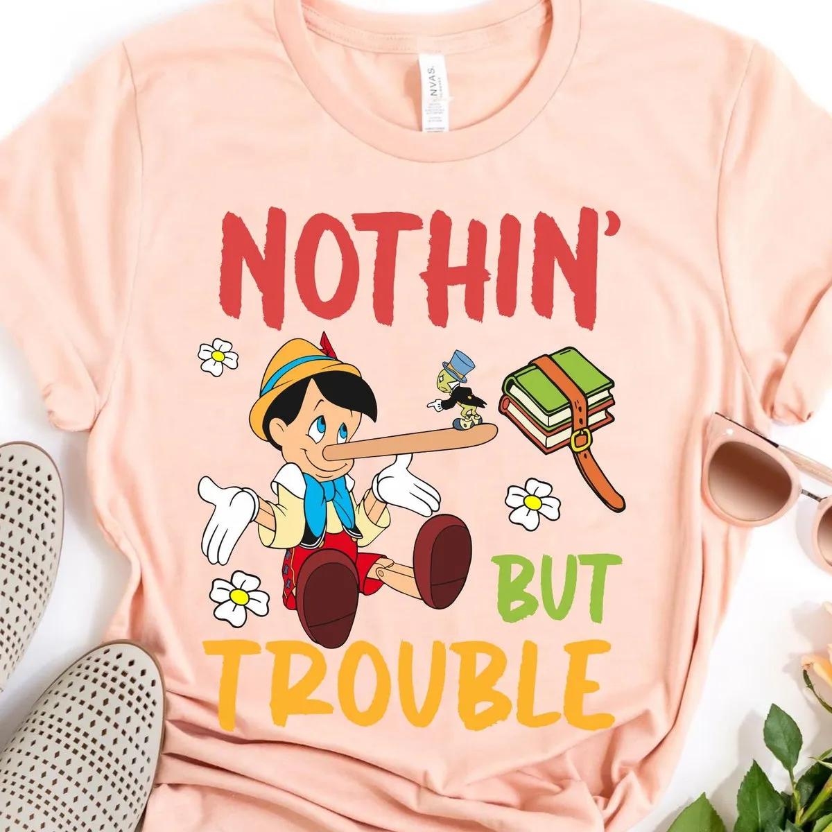 Pinocchio And Jiminy Cricket Nothin But Trouble Shirt 1