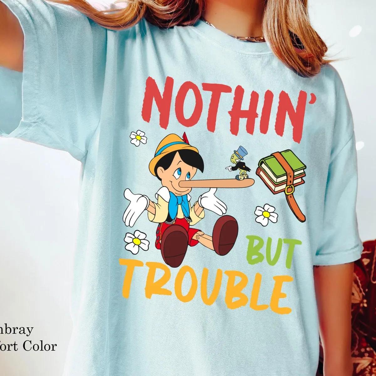 Pinocchio And Jiminy Cricket Nothin But Trouble Shirt 2