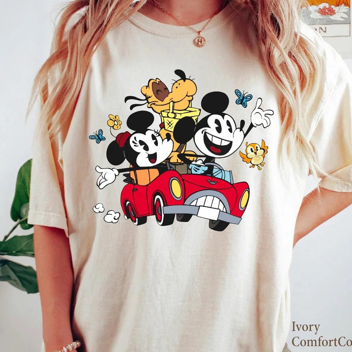 Pluto Runaway Railway Shirt Mickey Minnie Pluto Drive Car Tee 1