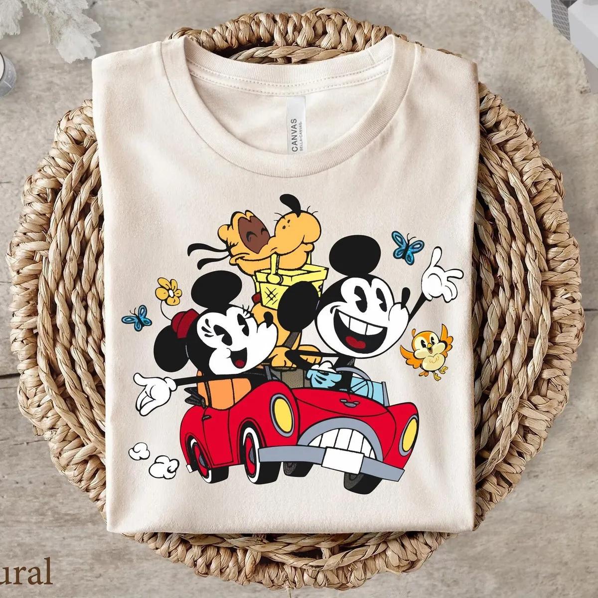 Pluto Runaway Railway Shirt Mickey Minnie Pluto Drive Car Tee 2