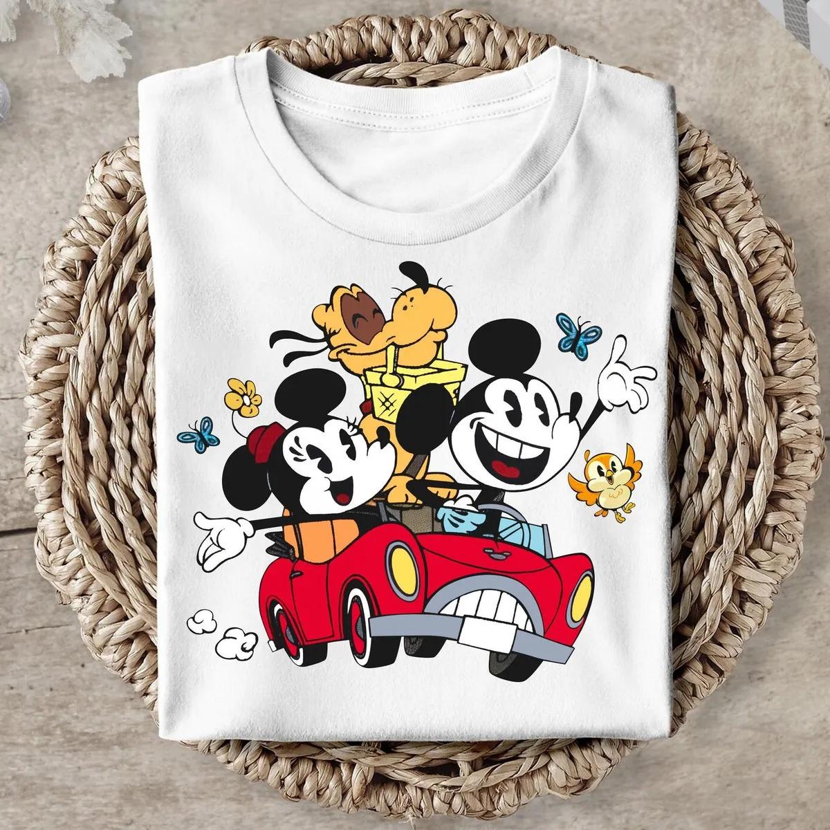 Pluto Runaway Railway Shirt Mickey Minnie Pluto Drive Car Tee 3