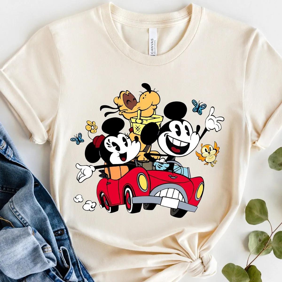 Pluto Runaway Railway Shirt Mickey Minnie Pluto Drive Car Tee 5