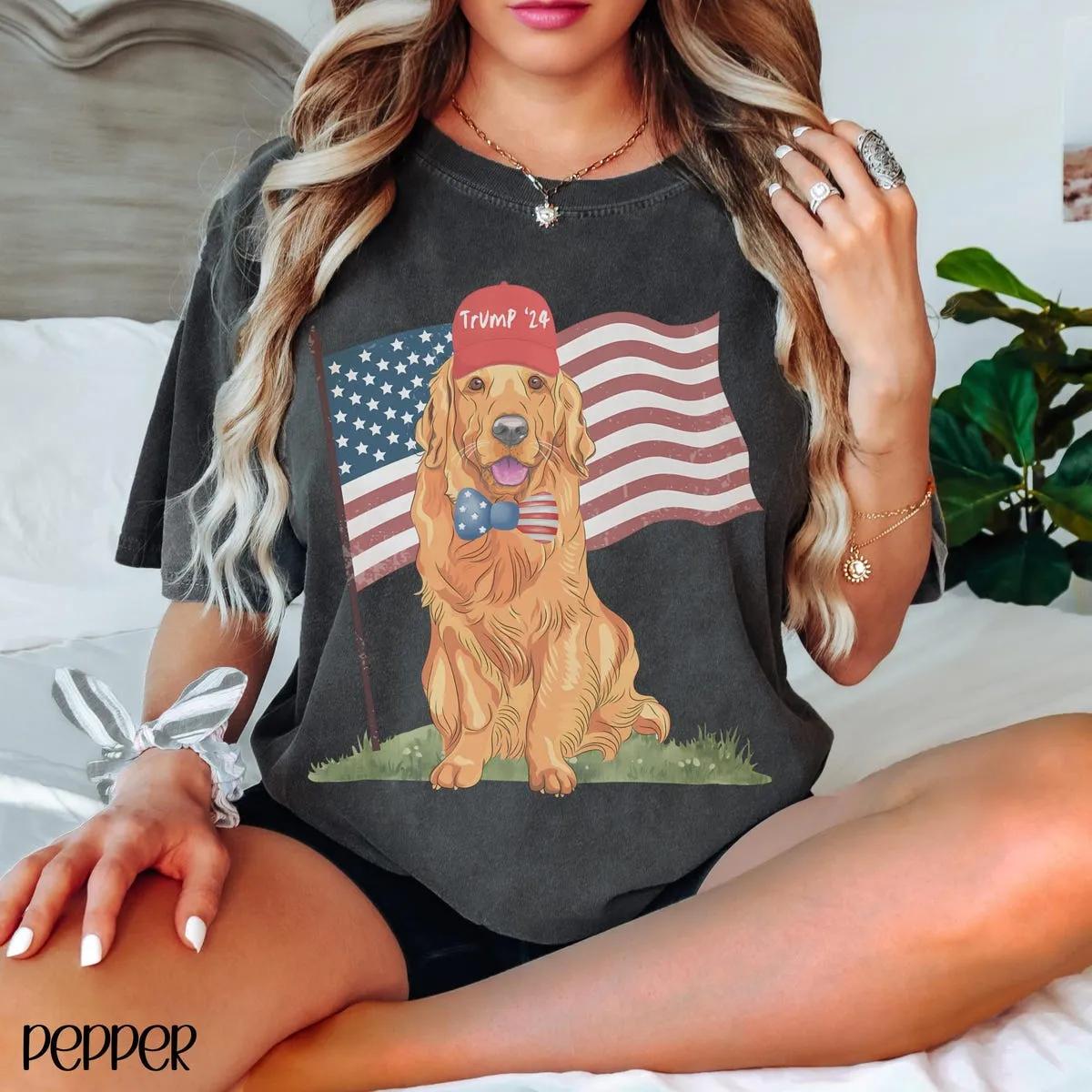 Preppy 90s Donald Trump Election Shirt 4th of July Dog Tee 1