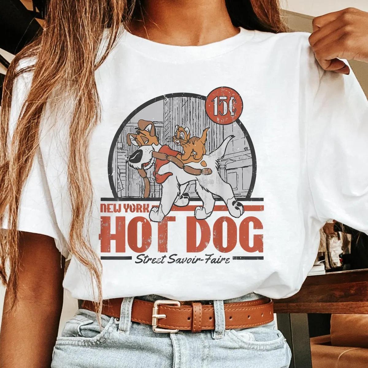 Retro 90S Oliver and Company New York Hot Dog Disney Shirt 1